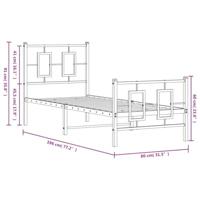 Bedframe met hoofd- en voeteneinde metaal zwart 75x190 cm - thumbnail