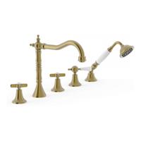 Badrandkraan Tres Clasic Mengkraan Incl. Omstelknop en Handdouche Verouderd Messing Mat Tres - thumbnail