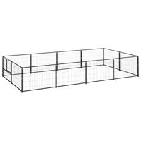Hondenkennel 8 m² staal zwart - thumbnail