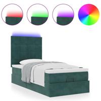 Ottoman bed met matrassen en LED's 80x200cm fluweel donkergroen - thumbnail