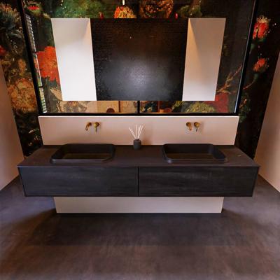 Badkamermeubelset Mondiaz Erin 200 cm met 2 Lades met RIDGE Wastafel Dubbel Urban Zonder Kraangaten Greeploos Mat Antracite Badkamermeubelset Mondiaz Erin 200 cm met 2 Lades met RIDGE Wastafel Dubbel Urban Zonder Kraangaten Greeploos Mat Antracite