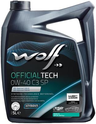 Wolf motorolie "officialtech c3 sp". motoroil 0w40 5l off.tech c3 sp