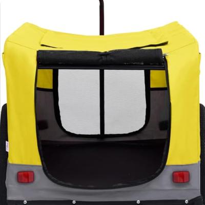 Fietstrailer en hondenwagen 2-in-1 geel en grijs - thumbnail