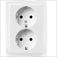 Busch-Jaeger dubbele wandcontactdoos 20-02 EUJR-82 ivoorwit - thumbnail