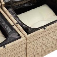 7-delige Loungeset met kussens poly rattan beige - thumbnail