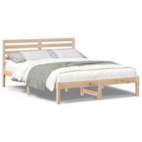 Bedframe met hoofdeinde Bruin 140 x 190 cm Massief grenenhout - thumbnail