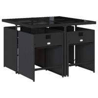 5-delige Tuinset met kussens poly rattan zwart - thumbnail