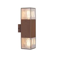 QAZQA Buiten wandlamp roestbruin met smoke kap 2-lichts IP44 - - thumbnail
