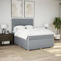 Boxspring met matras stof lichtgrijs 160x200 cm - thumbnail