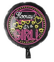 Neon Folieballon It&apos;s a girl - 46cm - thumbnail
