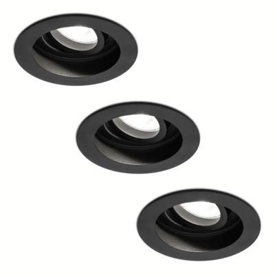 Set van 3 Laredo LED inbouwspots - GU10 4 Watt 345 Lumen - 6500K daglicht wit - Dimbaar - verzonken - Rond - Kantelbaar - IP20 Voor binnen - Zwart Set van 3 Laredo LED inbouwspots - GU10 4 Watt 345 Lumen - 6500K daglicht wit - Dimbaar - verzonken - Rond - Kantelbaar - IP20 Voor binnen - Zwart