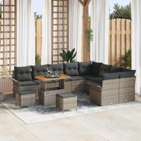 Tuinbankenset met kussen 12 pcs Grijs poly rattan - thumbnail