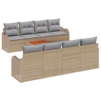 Tuinbankenset met kussen 9 pcs Beige poly rattan - thumbnail