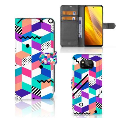 Xiaomi Poco X3 | Poco X3 Pro | Book Case | Blokken Kleurrijk Xiaomi Poco X3 | Poco X3 Pro | Book Case | Blokken Kleurrijk