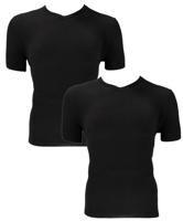 2-pack heren T-shirts - Bamboe V-hals - Mannen ondershirt korte mouwen - S - Zwart - S - thumbnail
