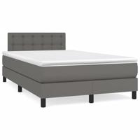 Boxspring met matras kunstleer grijs 120x200 cm - thumbnail