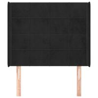 Hoofdbord met randen 83x16x78/88 cm fluweel zwart - thumbnail