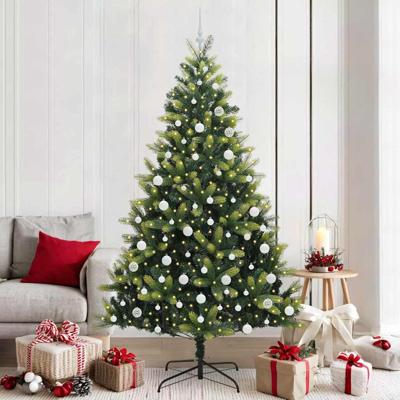 Kunstkerstboom met scharnier 300 LEDs Groen 210 cm PVC en PE