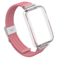 Braided nylon bandje met case - Roze - Xiaomi Smart band 7 Pro - thumbnail