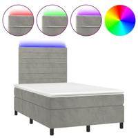 Boxspring met matras en LED fluweel lichtgrijs 120x200 cm - thumbnail