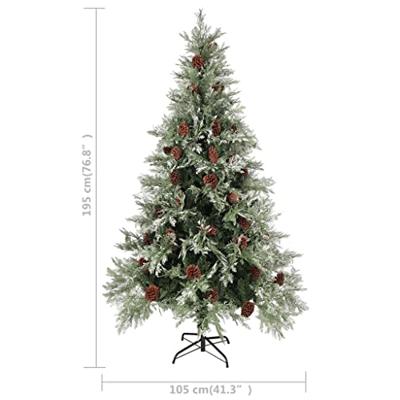 Kerstboom met dennenappels 195 cm PVC en PE groen en wit Kerstboom met dennenappels 195 cm PVC en PE groen en wit