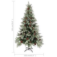 Kerstboom met dennenappels 195 cm PVC en PE groen en wit - thumbnail