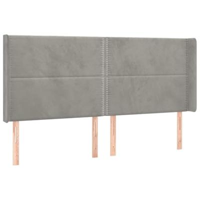 Hoofdbord LED 183x16x118/128 cm fluweel lichtgrijs