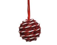 Kerstbal foam hang d6 cm rood/wit a2 hangdeco Decoris - Decoris - thumbnail