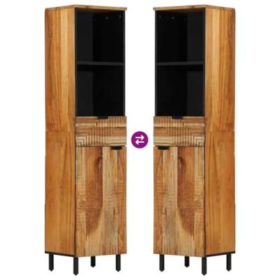 Badkamerkast met lade Bruin 38 x 33 x 160 cm Massief acaciahout