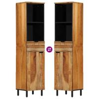 Badkamerkast met lade Bruin 38 x 33 x 160 cm Massief acaciahout - thumbnail