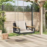 Schommelbank met kussens 63x62x40 cm poly rattan zwart - thumbnail