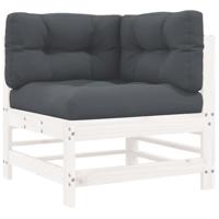 8-delige Loungeset met kussens massief hout wit - thumbnail
