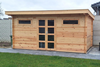 Tuindeco Zutphen Blokhut 500x300 cm 28 mm vuren blank- Lessenaarsdak- Onbehandeld vurenhout- Tuindeco - thumbnail