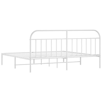 Bedframe met hoofdbord metaal wit 200x200 cm