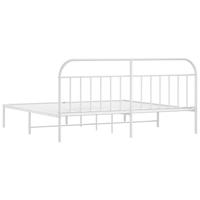 Bedframe met hoofdbord metaal wit 200x200 cm - thumbnail