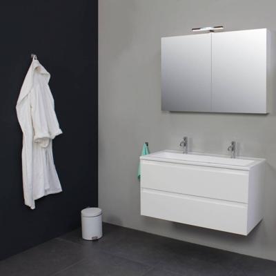 Badkamermeubelset BWS met Acryl Wastafel 100 cm 2 Kraangaten incl Spiegelkast Wit Badkamermeubelset BWS met Acryl Wastafel 100 cm 2 Kraangaten incl Spiegelkast Wit