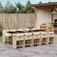 11-delige Tuinset met kussens poly rattan beige - thumbnail