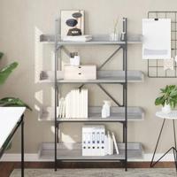 Boekenkast 4-laags 100x33x145,5 cm bewerkt hout grijs sonoma - thumbnail