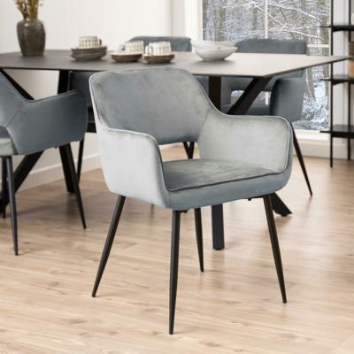 Bendt Eetkamerstoel 'Wender' Velvet, kleur Grijs Bendt Eetkamerstoel 'Wender' Velvet, kleur Grijs