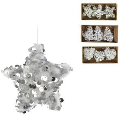 Hangdecoratie met pailletten 3 assorti set van 3 | 12 stuks