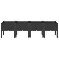 Plantenbak met poten 160x40x42 cm polypropeen zwart - thumbnail