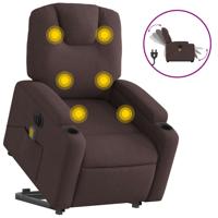 Sta-op-massagestoel elektrisch verstelbaar stof donkerbruin - thumbnail