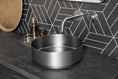 Ben Stradius ronde waskom Ø36x12cm RVS geborsteld zwart
