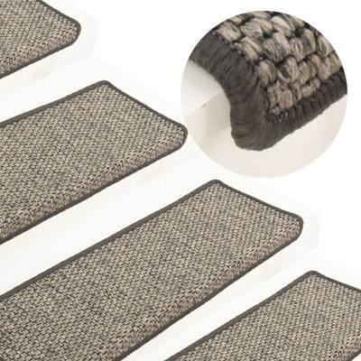 VidaXL Trapmatten zelfklevend 15st sisal-look 65x21x4cm grijs en beige
