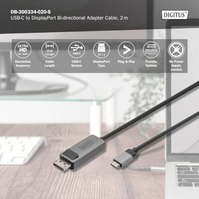DIGITUS USB-C aansluitkabel - USB 4.0 - Power Delivery 3.0-40 Gbit/s - 8k/60Hz - 1m - Zwart