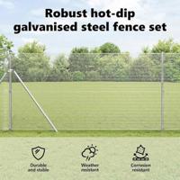 VidaXL Afrasteringspaal zilver 10 x 1 m (12 x 12 mm gaas) staal - thumbnail