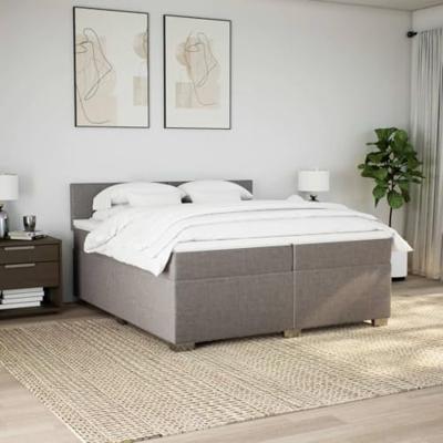 Boxspring met matras stof taupe 200x200 cm