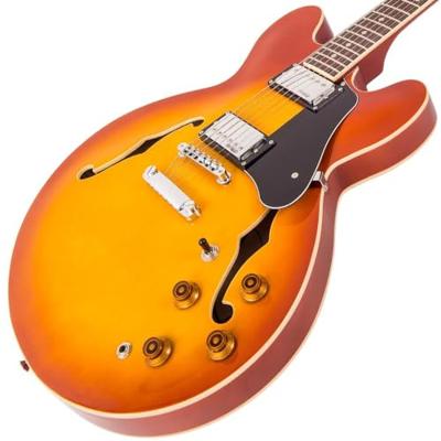 Vintage VSA500 ReIssued Honeyburst semi-akoestische gitaar - thumbnail