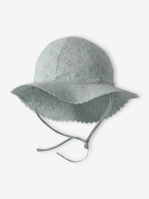 Hoed met Engels borduurwerk voor babymeisjes saliegroen