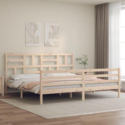 Bedframe met hoofdbord massief hout 200x200 cm